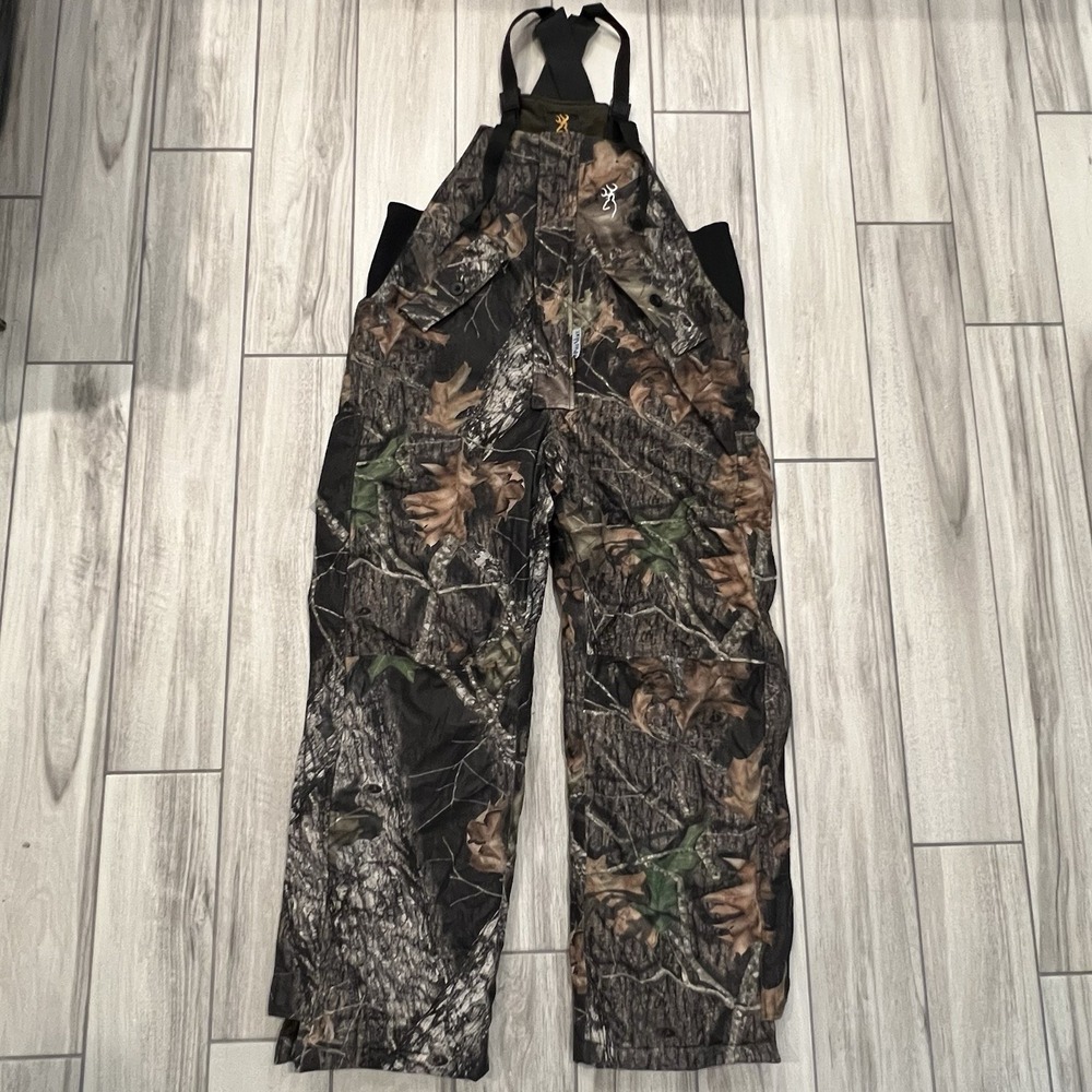 Browning Large Camo Bib Overalls Large Thermore Lined Fleece‎ Mossy Oak